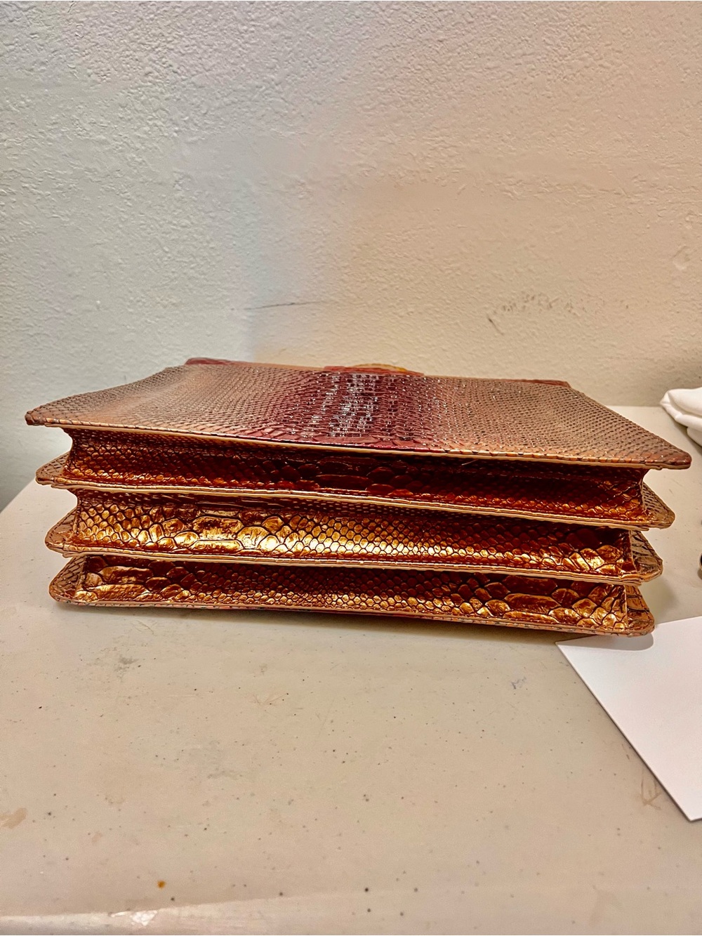 Brahmin Pink and Copper Ombre Textured Satchel - Picture 8 of 9